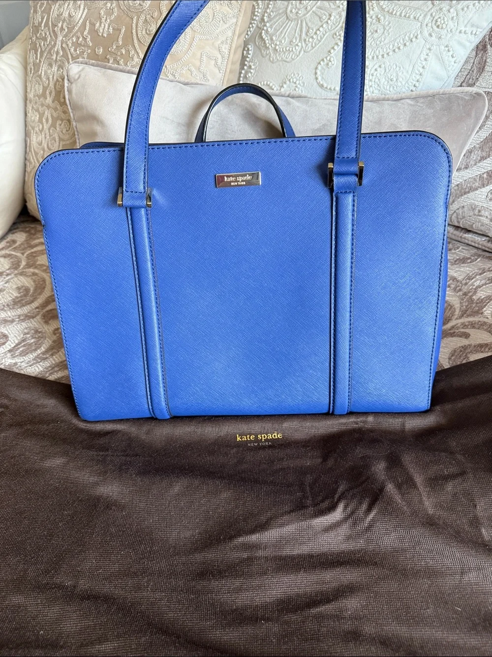kate spade Blue Saffiano Laptop Tote
